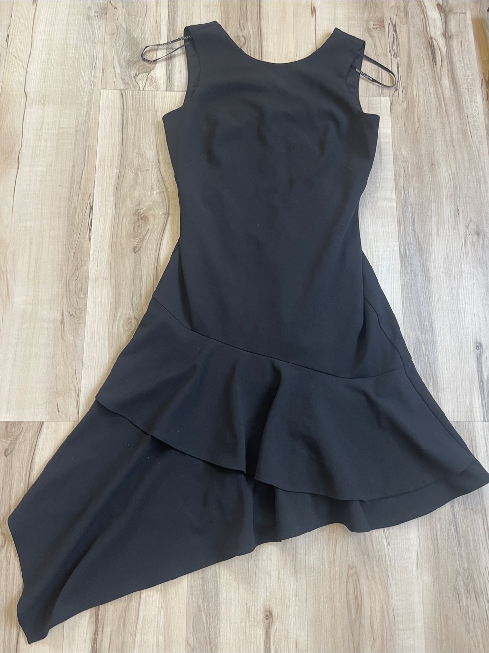 Vince Camuto Black Asymmetrical Ruffle Dress